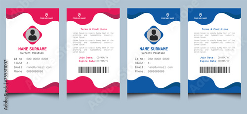 Simple clean creative unique modern corporate professional abstract company identification employee office identity business id card template design.