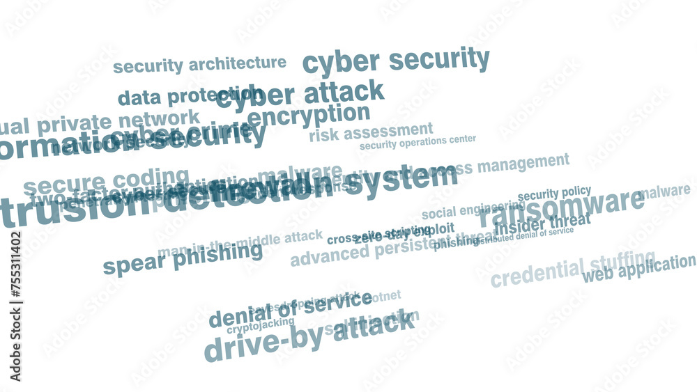 Fototapeta premium Cyber secure texts on white background ensuring cybersecurity and safe data transfer in digital age