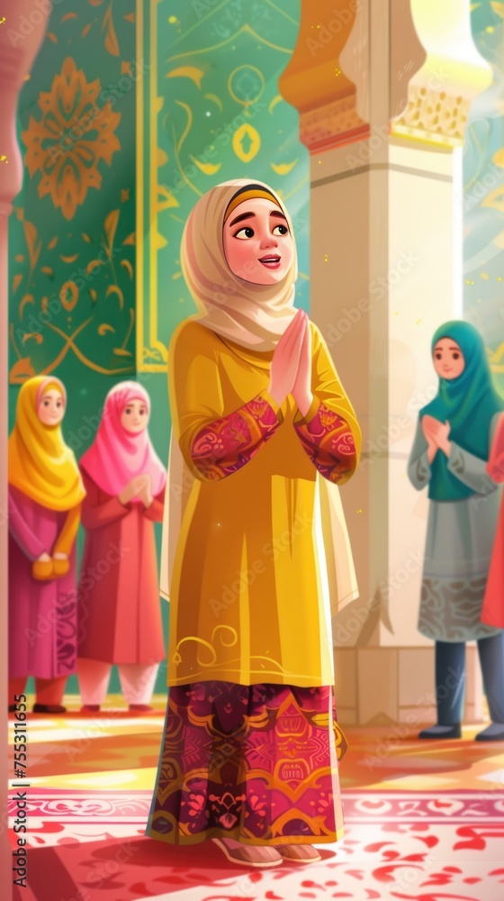 Energetic Young Woman Prepares for Eid al-Fitr with Excitement and Joy
