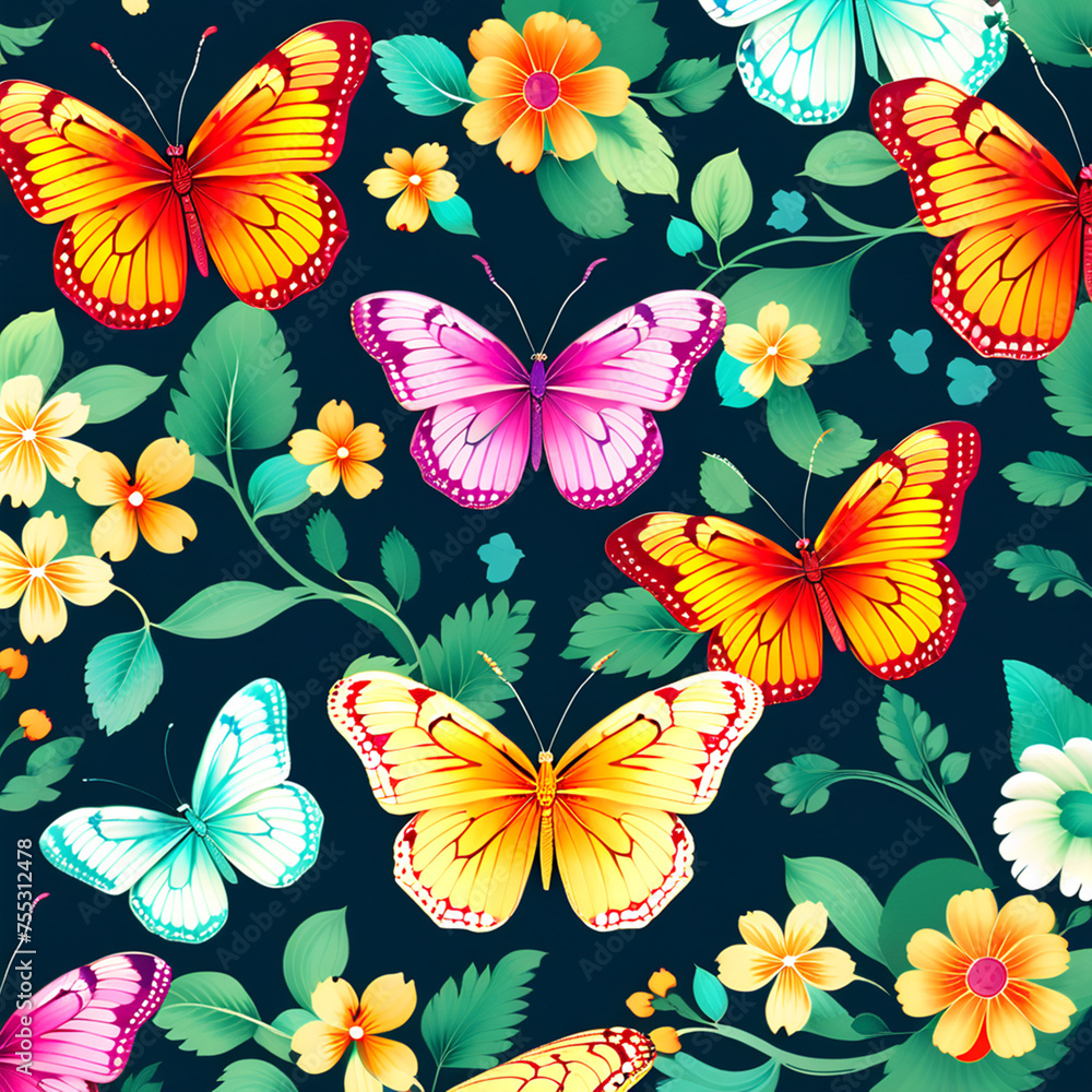 Fototapeta premium seamless pattern with butterflies