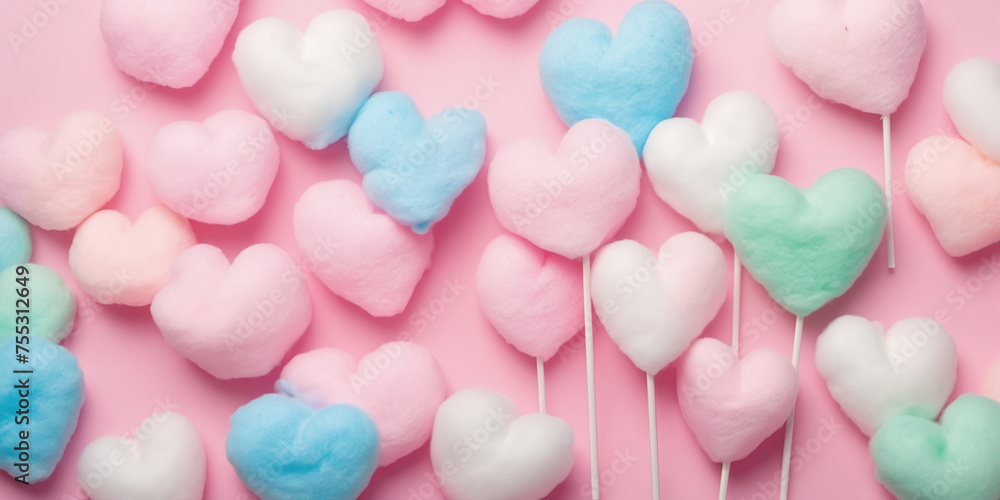 Hear shaped cotton candy on sticks Hear shaped cotton candy on sticks