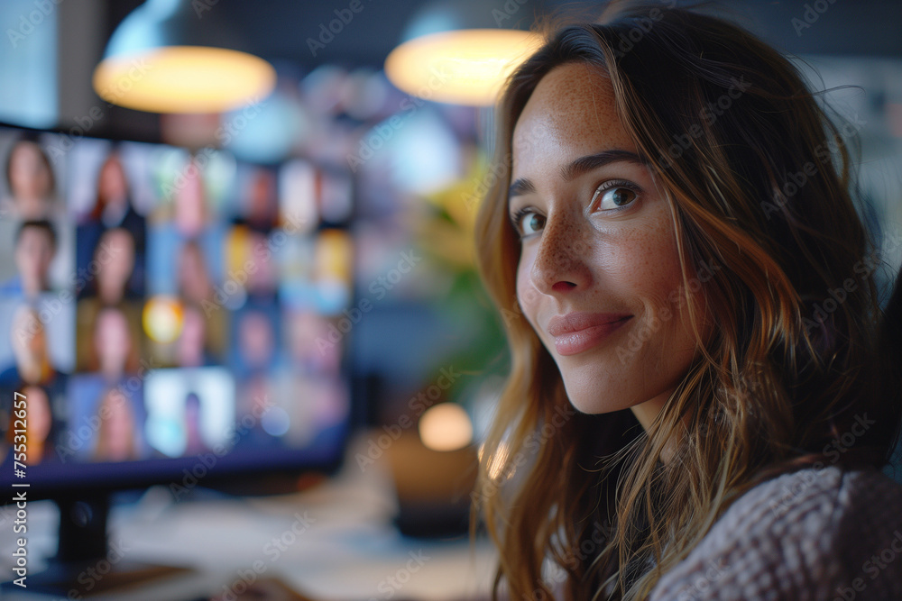 Naklejka premium Video conference background work from home 