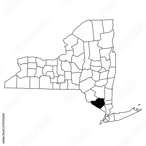 Map of orange County in New York state on white background. single County map highlighted by black colour on New york map . photo