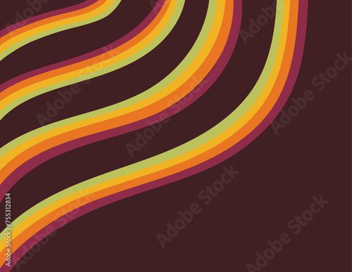 70s-style retro wave background in brown, orange and red tones.