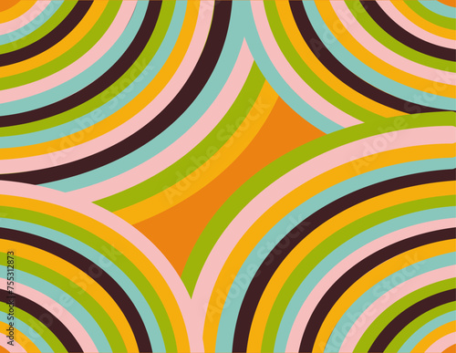 Background featuring circular pattern in the muted pastel tones and colors of the 70s.