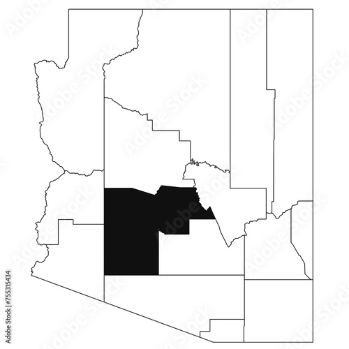 Map of Maricopa County in Arizona state on white background. single County map highlighted by black colour on Arizona map. UNITED STATES, US photo