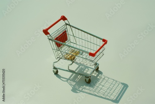 View of a shopping cart on an isolated background, Online shopping concept
