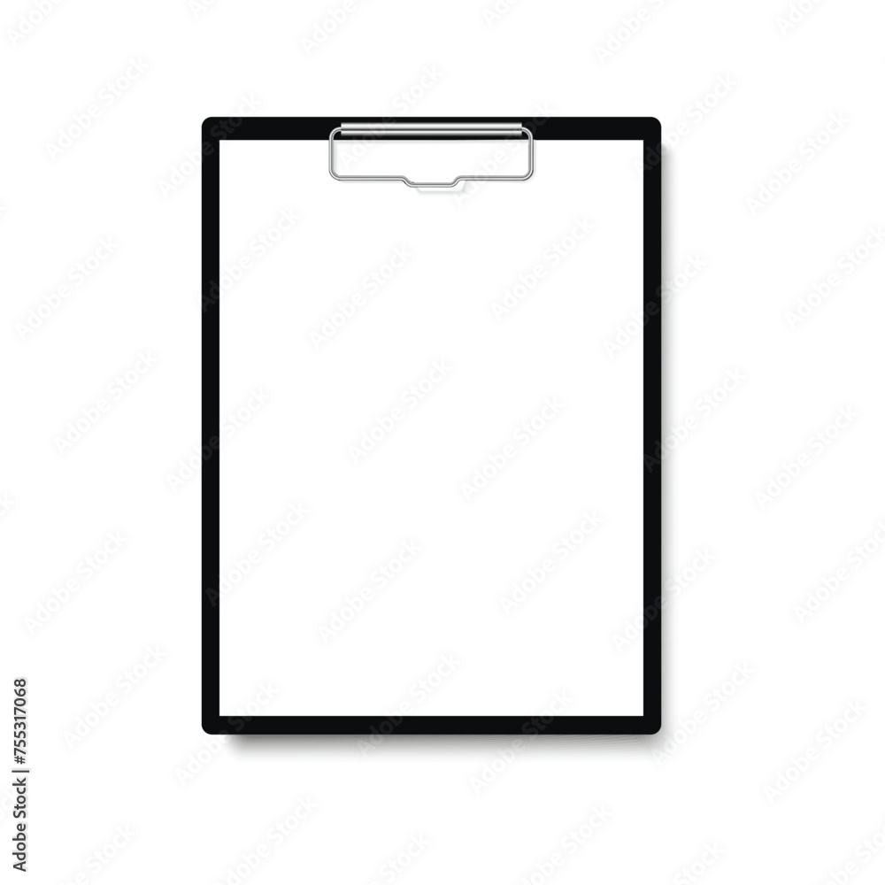 Realistic black clipboard with clean office paper. Vector Realistic black clipboard with clean office paper. Vector