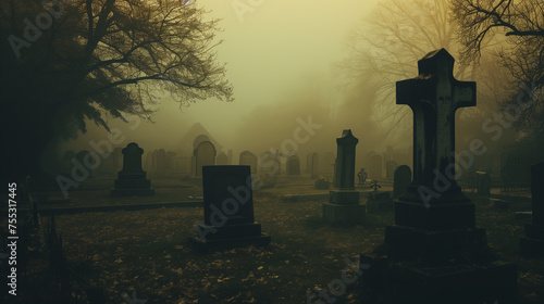 foggy graveyard horror atmosphere