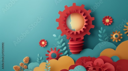 Analytical Thinking icon, papercraft, silhouette stylecraft, elegant graphic silhouette, clean background, bright simple colours photo