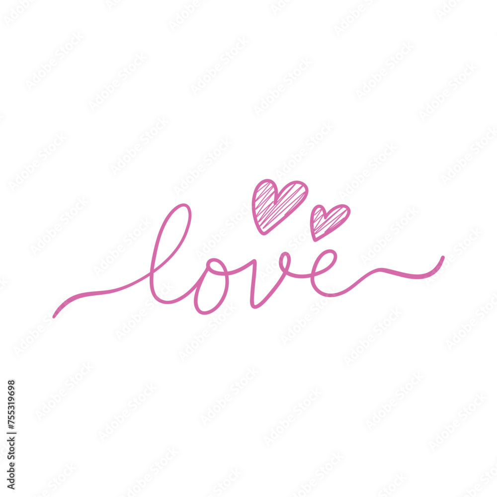 Doodle pink love symbol. heart from the lines Doodle pink love symbol. heart from the lines