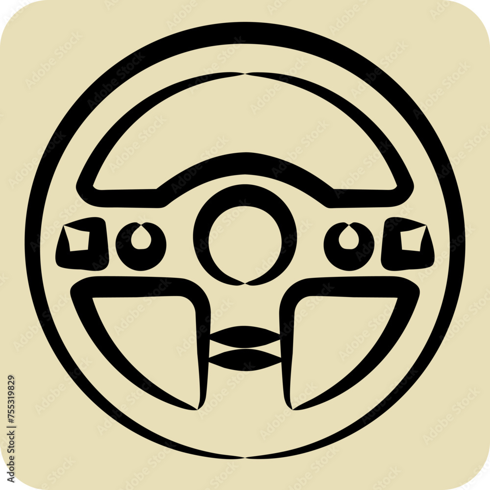 Icon Steering Wheel. related to Racing symbol. hand drawn style. simple design editable. simple illustration Icon Steering Wheel. related to Racing symbol. hand drawn style. simple design editable. simple illustration