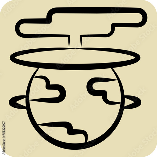 Icon Destroy The World. related to Nuclear symbol. hand drawn style. simple design editable. simple illustration