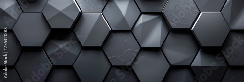 Dark hexagonal abstract technology pattern. Gray dark, gold, black colors. Hexagonal gaming tech background. Geometric surface with a modern minimalist aesthetic