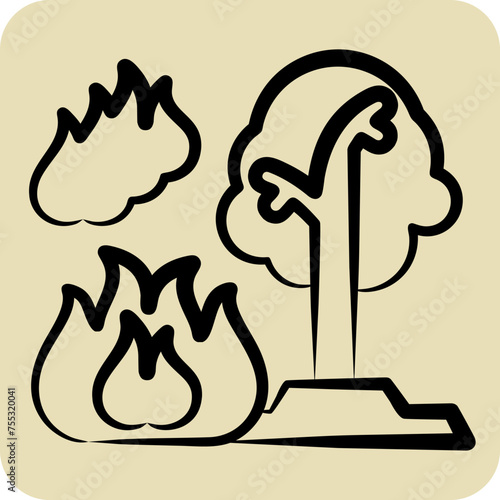 Icon Forest Fires. related to Nuclear symbol. hand drawn style. simple design editable. simple illustration