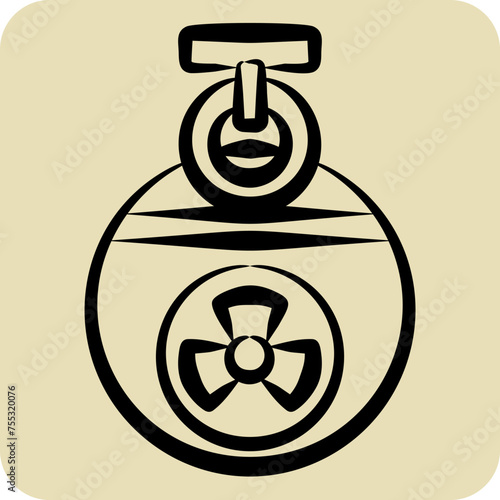 Icon Grenade. related to Nuclear symbol. hand drawn style. simple design editable. simple illustration