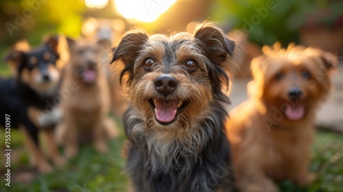 Joyful Canine Companions in Golden Hour photo