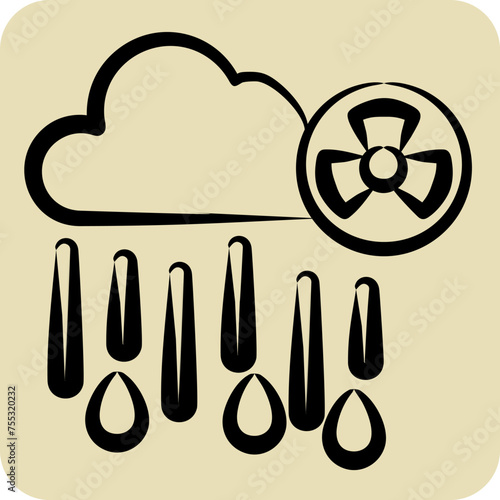 Icon Nuclear Rain. related to Nuclear symbol. hand drawn style. simple design editable. simple illustration