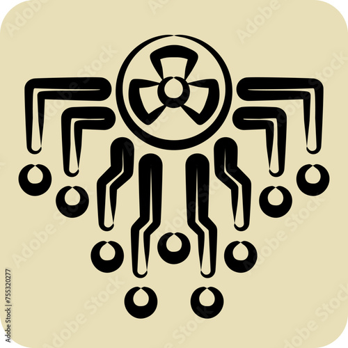 Icon Radiation. related to Nuclear symbol. hand drawn style. simple design editable. simple illustration