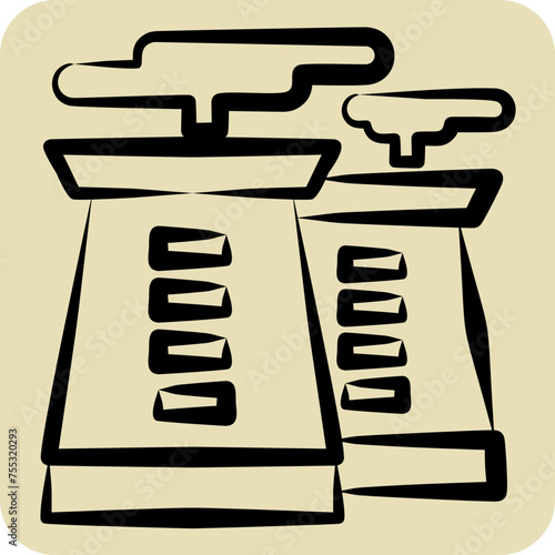 Icon Radioactive. related to Nuclear symbol. hand drawn style. simple design editable. simple illustration