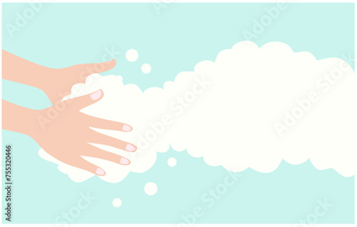 Stay clean stay safe lettering, hands applying on hand sanitizer washing to protect disease vector illustration. 