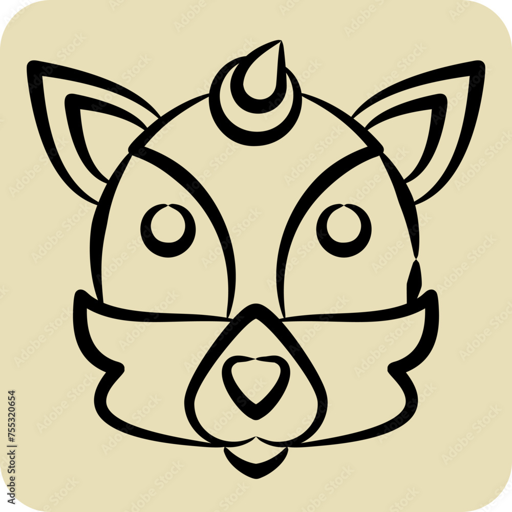 Icon Fox. related to Animal symbol. hand drawn style. simple design editable. simple illustration