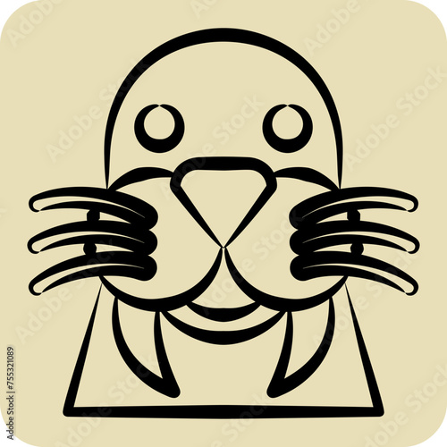 Icon Walrus. related to Animal symbol. hand drawn style. simple design editable. simple illustration photo