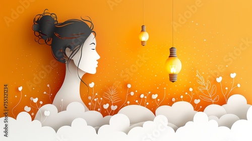 Analytical Thinking icon, papercraft, silhouette stylecraft, elegant graphic silhouette, clean background, bright simple colours photo