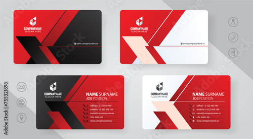 Set of red and black Modern Corporate Business Card Design Templates, vector eps 10