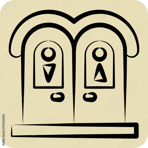 Icon Public Toilet. related to Amusement Park symbol. hand drawn style. simple design editable. simple illustration