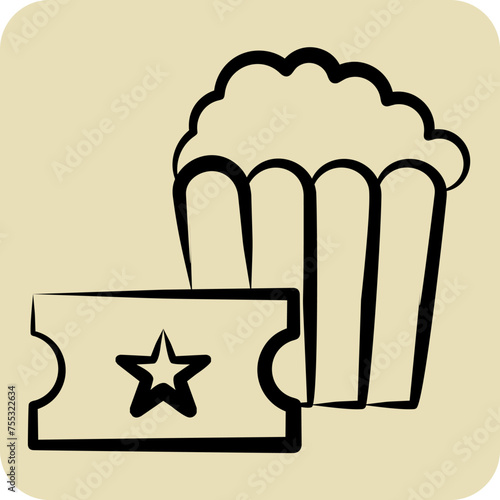 Icon Popcorn. related to Amusement Park symbol. hand drawn style. simple design editable. simple illustration