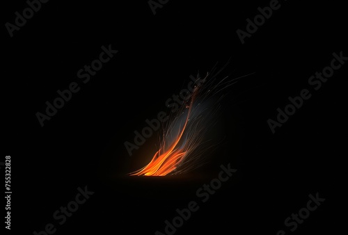 Generative AI image of a fire burns against a black background
