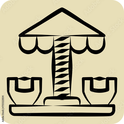 Icon Spinning Teacup. related to Amusement Park symbol. hand drawn style. simple design editable. simple illustration