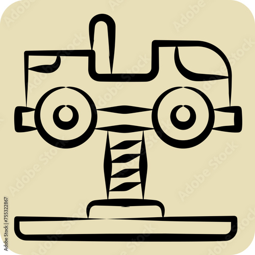 Icon Spring Swing Rider. related to Amusement Park symbol. hand drawn style. simple design editable. simple illustration