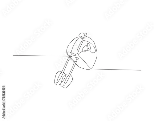 Continuous Line Drawing Of Mixer Machine. One Line Of Kitchen Utensil Mixer. Mixer For Mix Continuous Line Art. Editable Outline.