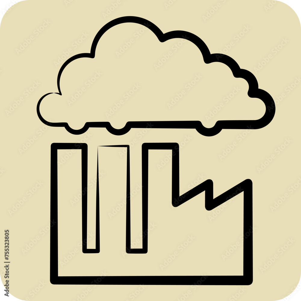 Icon Air Pollution. related to Climate Change symbol. hand drawn style. simple design editable. simple illustration Icon Air Pollution. related to Climate Change symbol. hand drawn style. simple design editable. simple illustration