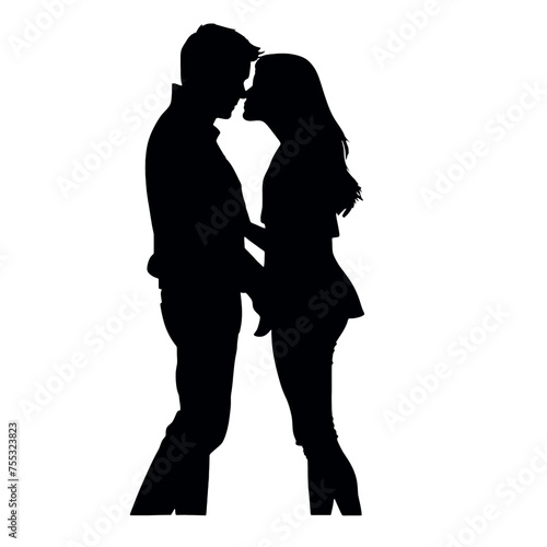 Couple kissing sweetly silhouette 