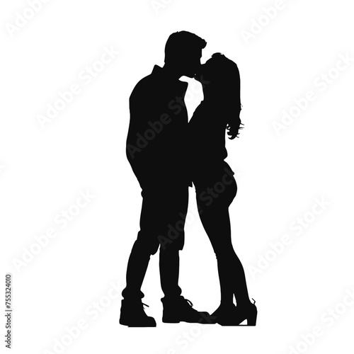Couple kissing sweetly silhouette  
