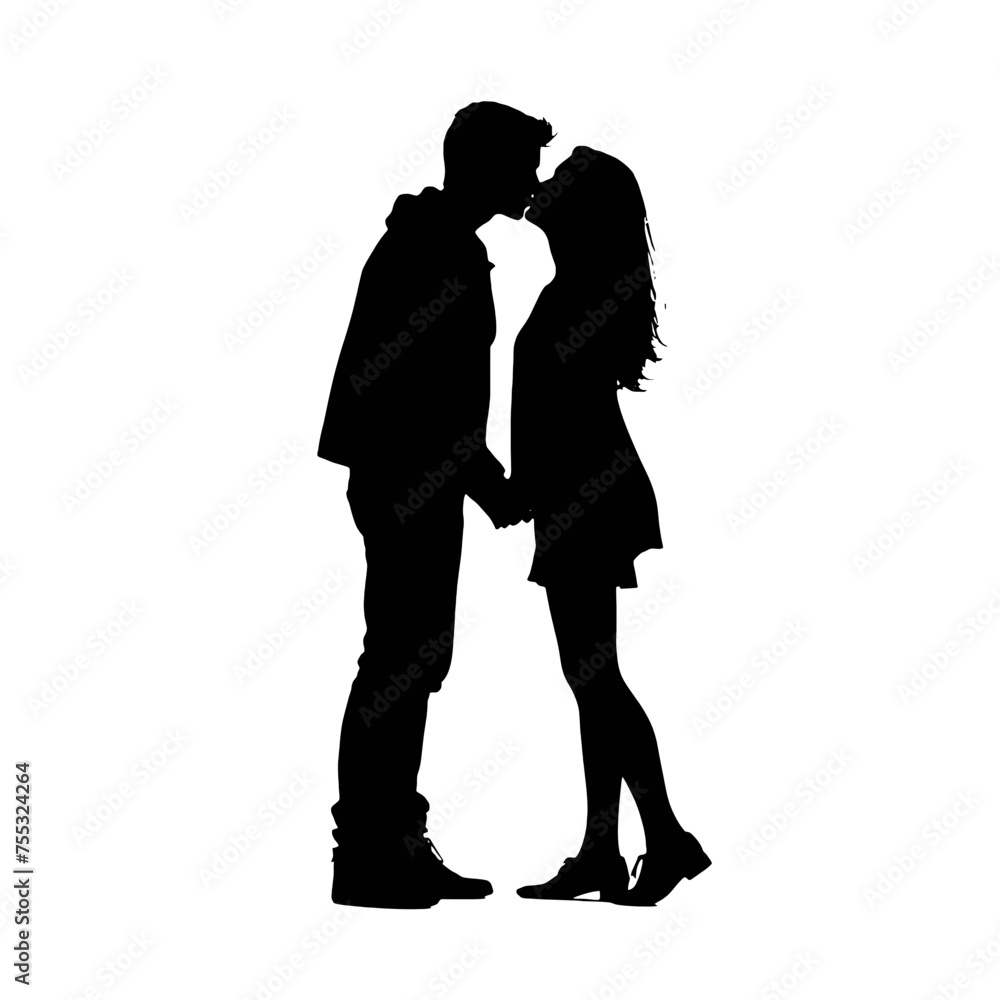 Couple silhouette isolated on white background 