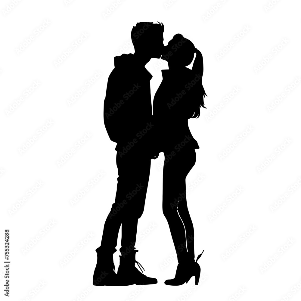 Couple silhouette isolated on white background 