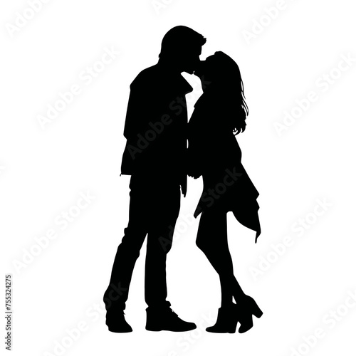 Couple silhouette isolated on white background 