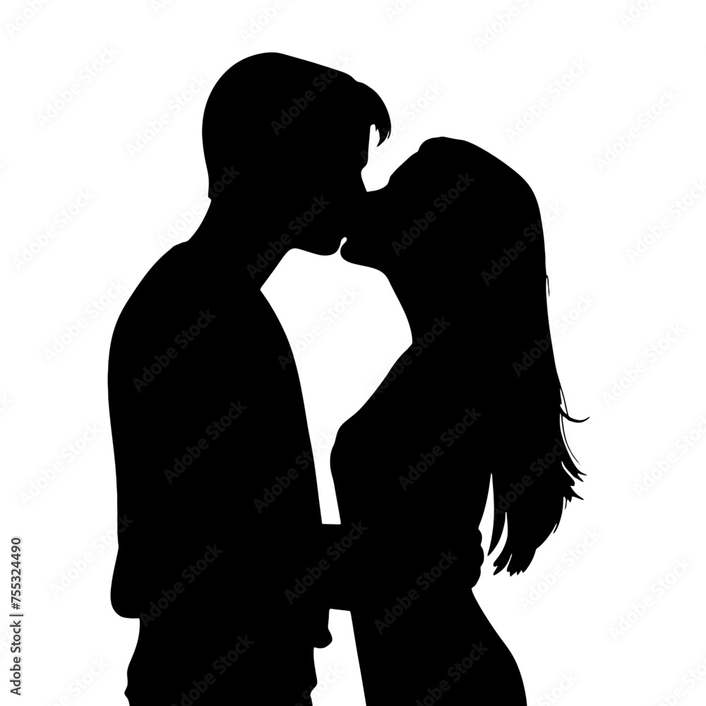 Couple silhouette isolated on white background 