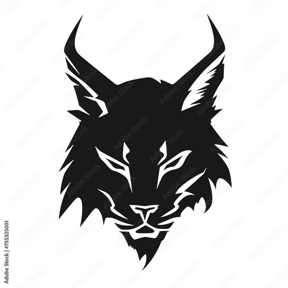 Obraz premium Bobcat silhouette face logo on white background
