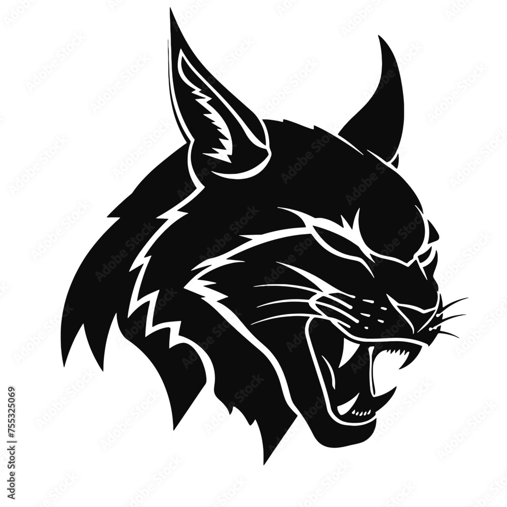 Obraz premium Bobcat silhouette face logo on white background