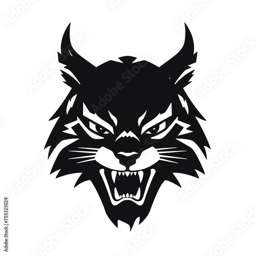 Bobcat silhouette face logo on white background