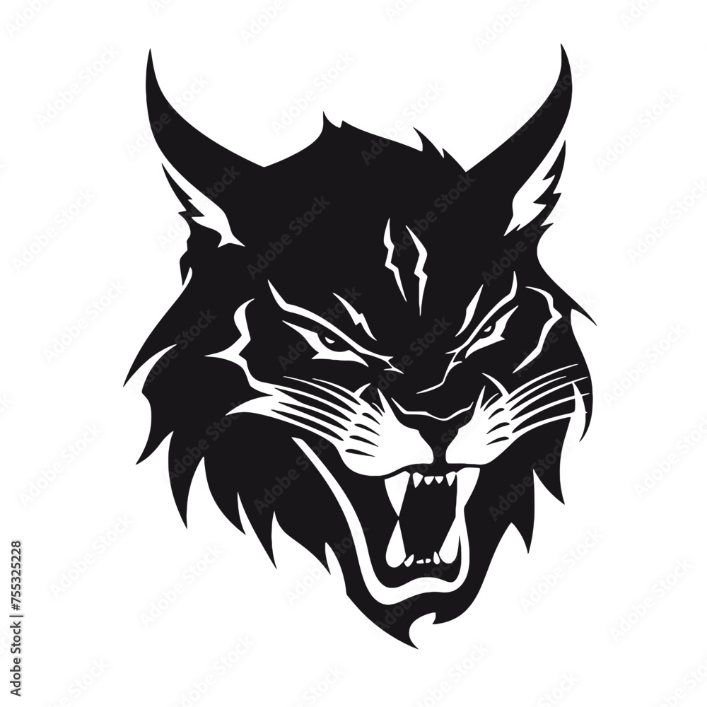 Fototapeta premium Bobcat silhouette face logo on white background
