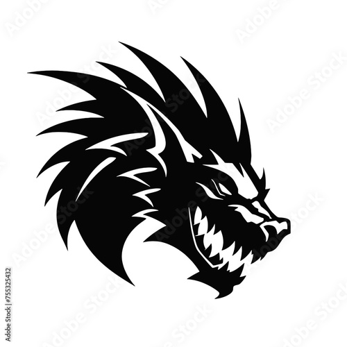 angry dragon head tattoo illustration, angry dragon head vector illustration, angry dragon head mascot logo illustration
