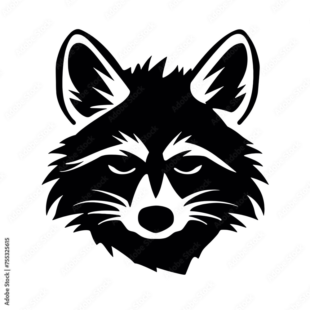 black racoon vector logo - black and white . Abstract drawing Vector illustration black racoon vector logo - black and white . Abstract drawing Vector illustration