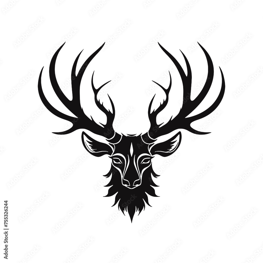 Deer head silhouette isolated on white background vector object Deer head silhouette isolated on white background vector object