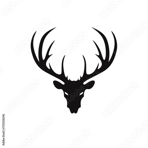 Deer head silhouette isolated on white background vector object © vectorcyan